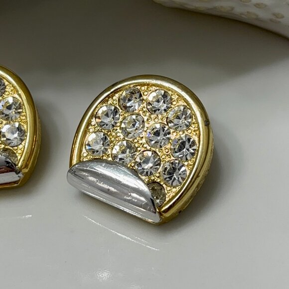 LANVIN PARIS VINTAGE RHINESTONE CLIP EARRINGS - Picture 4 of 11